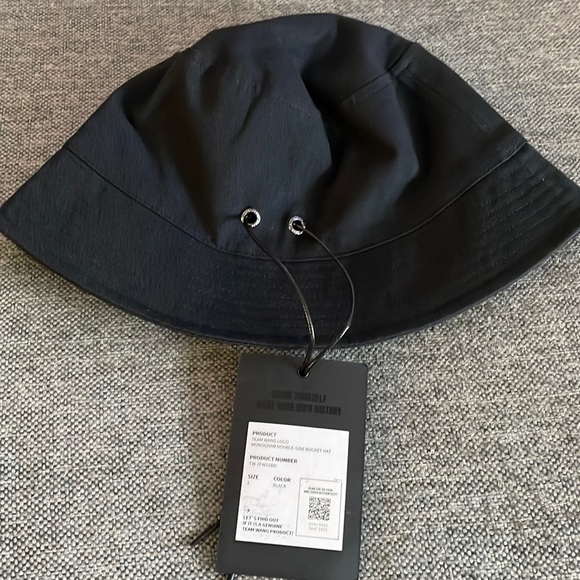 NWT Team Wang Black Logo Monogram Double-Side Bucket Hat Authenticity Code xx353 - Picture 2 of 6